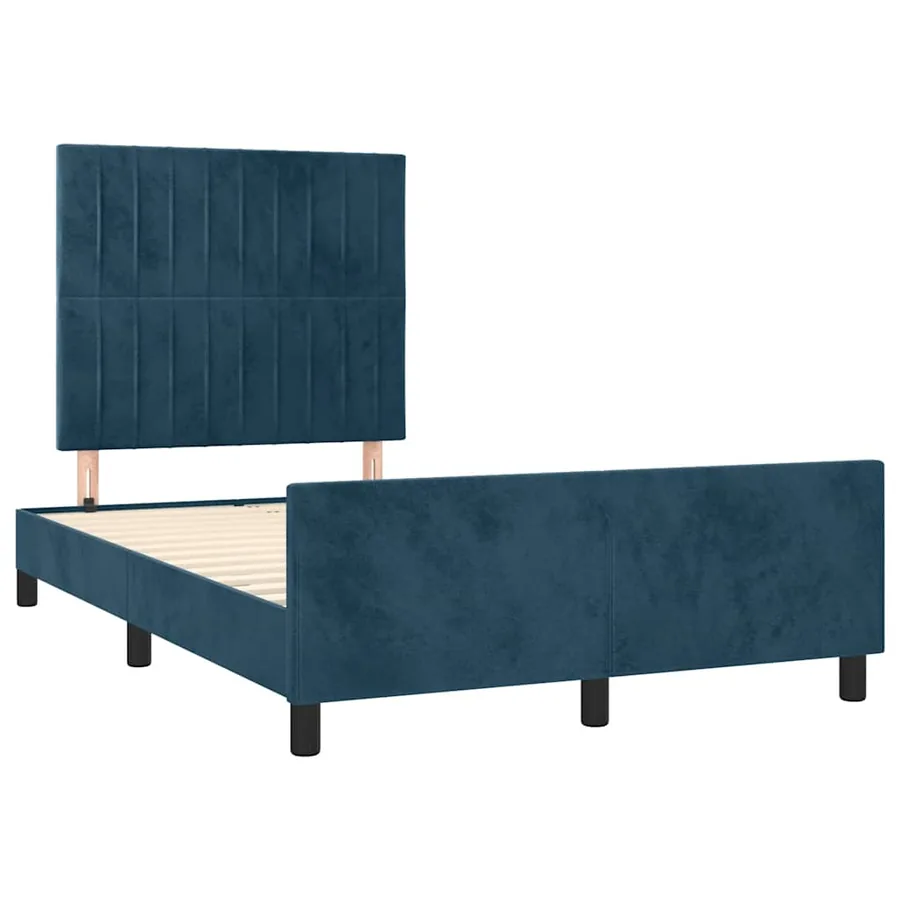 Cadre de lit sans matelas bleu foncé 120x200 cm velours - 4