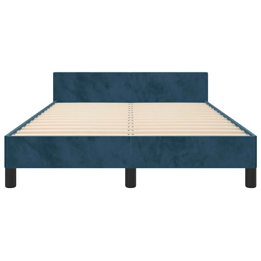 Cadre de lit sans matelas bleu foncé 120x200 cm velours - 6
