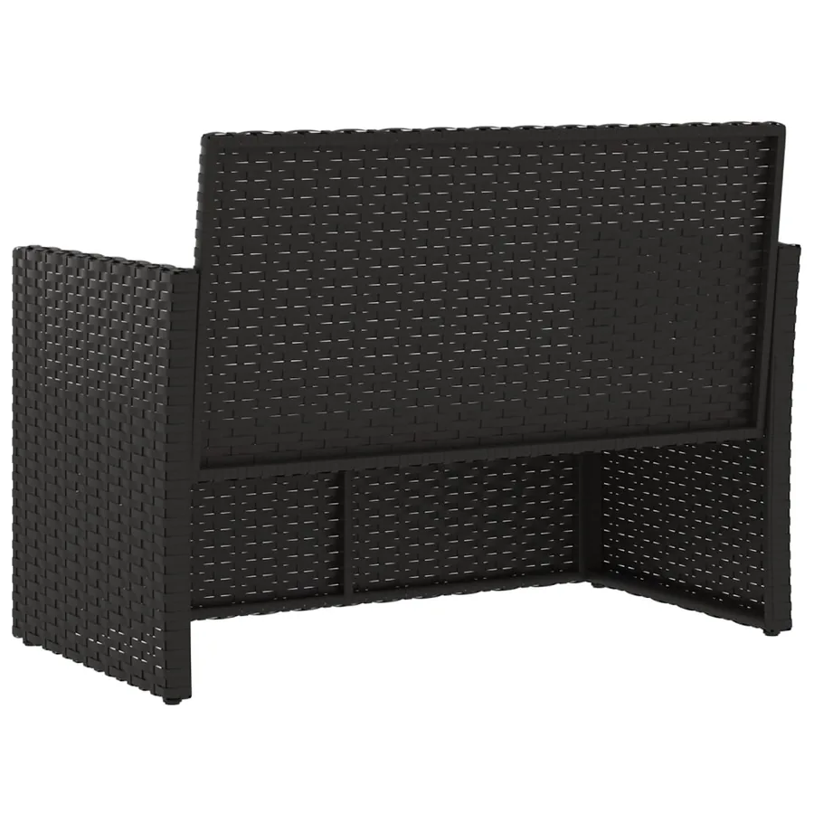 Banc de jardin avec coussins Noir 105 cm Résine tressée - 6