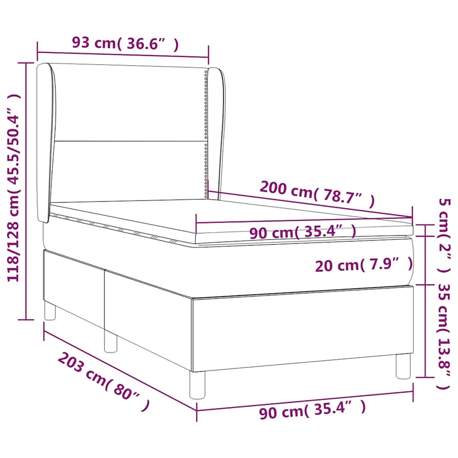 Sommier à lattes de lit avec matelas Noir 90x200 cm Tissu - 7