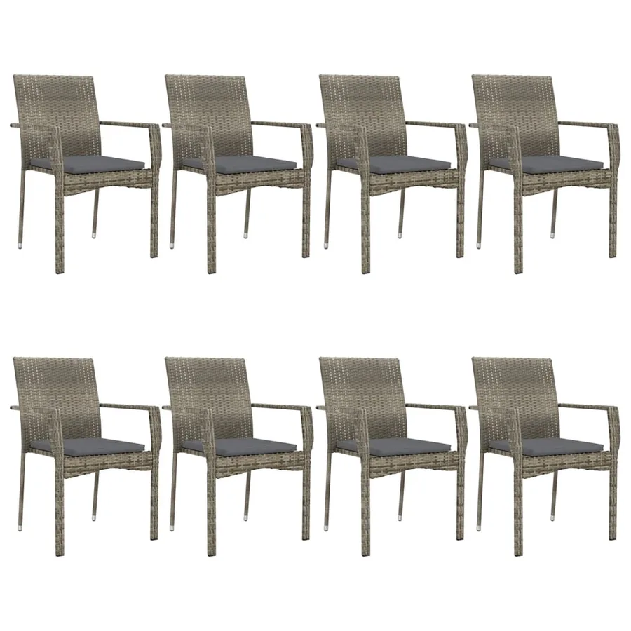 Ensemble à manger de jardin 9pcs et coussins noir et gris - 4