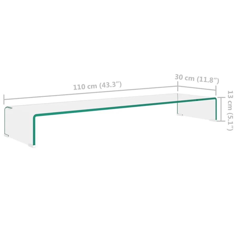 Meuble TV/pour moniteur 110x30x13 cm verre transparent - 6