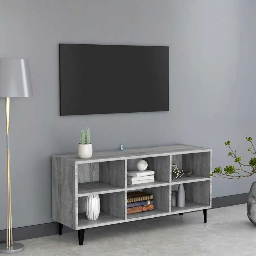 Meuble TV avec pieds en métal Sonoma gris 103,5x30x50 cm