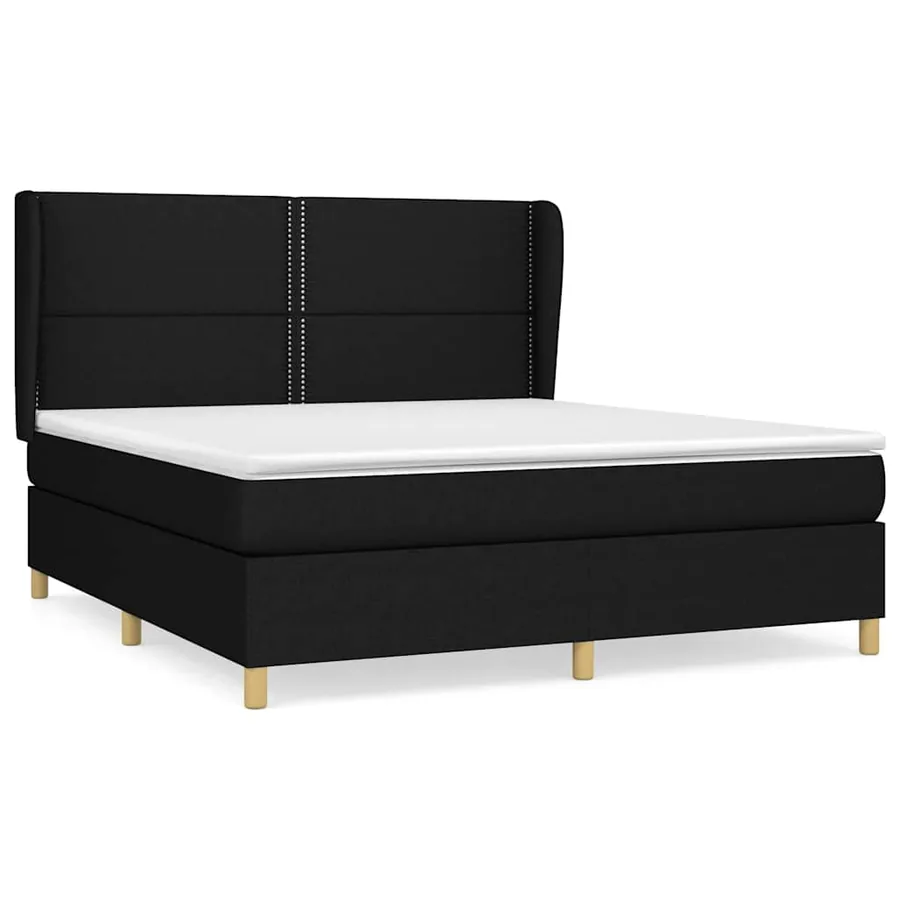 Sommier à lattes de lit avec matelas Noir 180x200 cm Tissu - 2