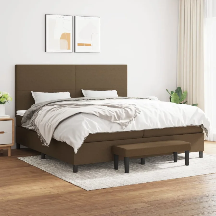 Sommier à lattes de lit avec matelas Marron foncé 200x200 cm