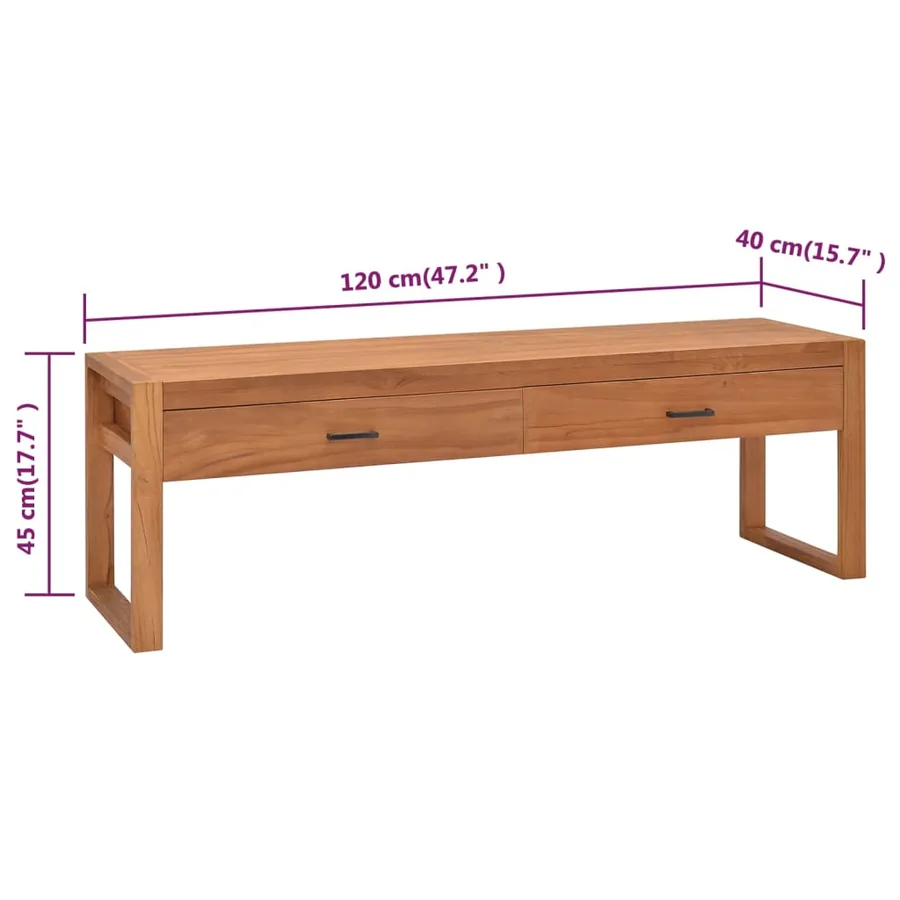 Meuble TV 120x40x45 cm Bois de teck solide - 9