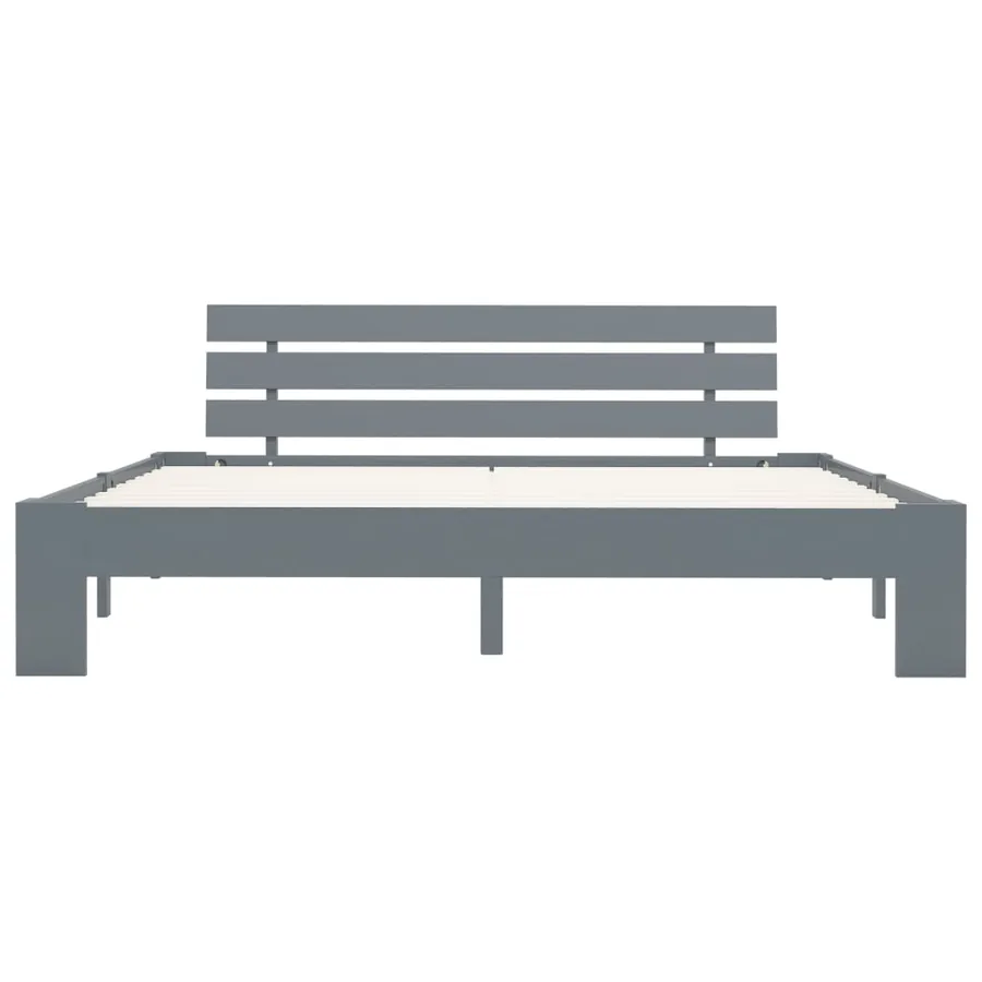 Cadre de lit sans matelas gris 160x200 cm bois de pin massif - 3