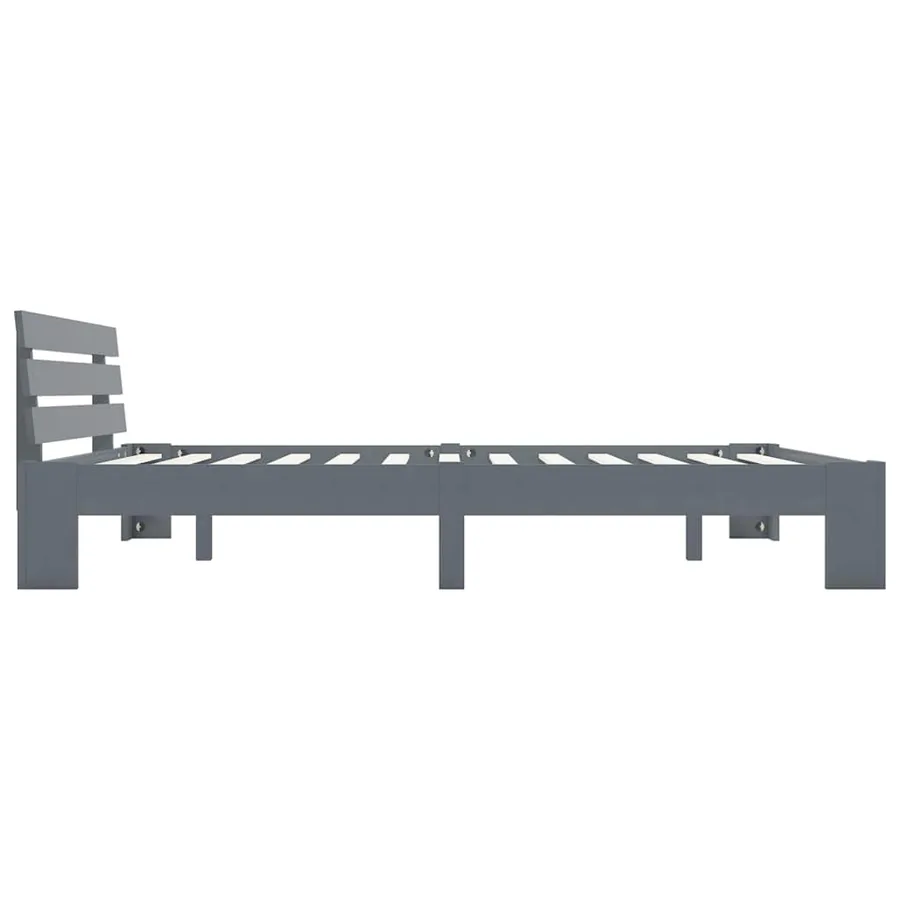 Cadre de lit sans matelas gris 160x200 cm bois de pin massif - 4