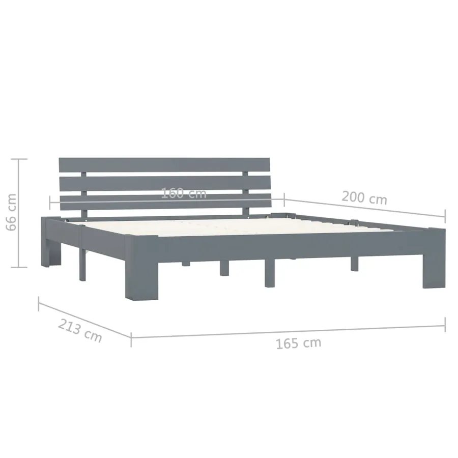Cadre de lit sans matelas gris 160x200 cm bois de pin massif - 7
