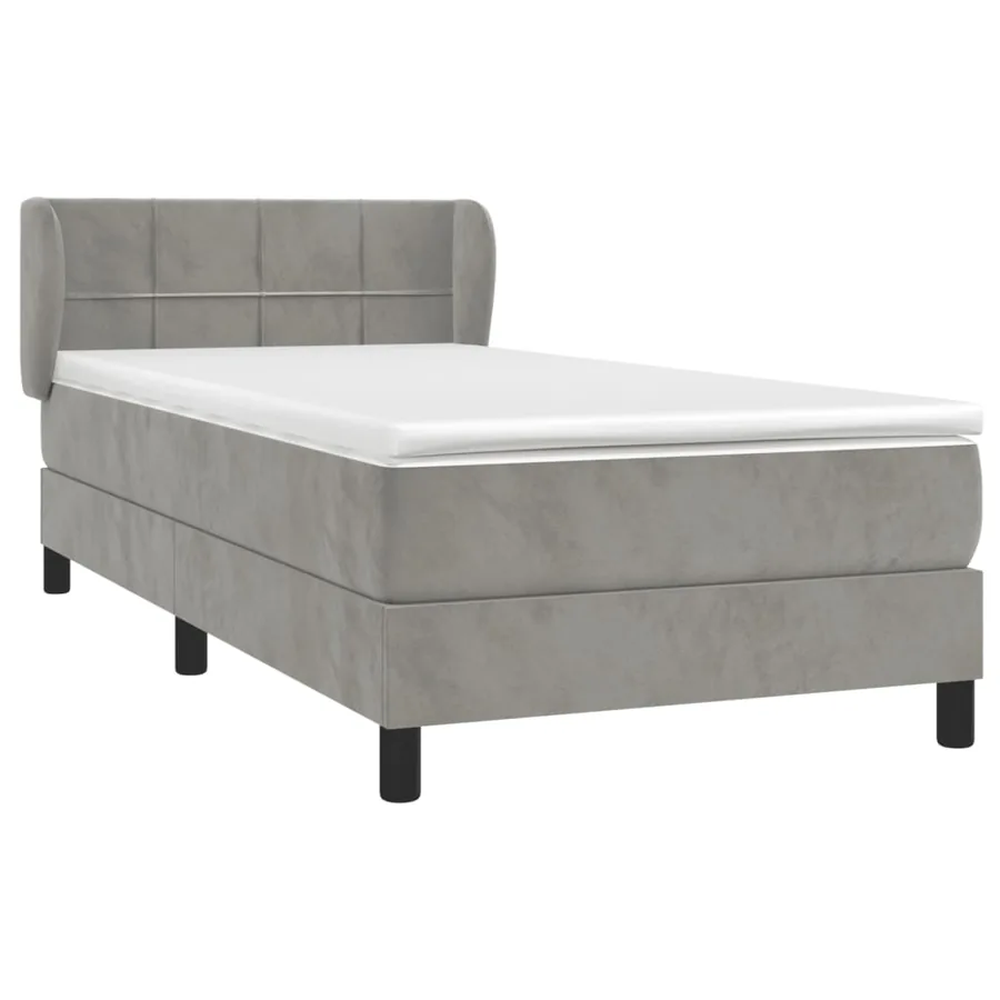 Sommier à lattes de lit et matelas Gris clair 90x200 cm Velours - 3