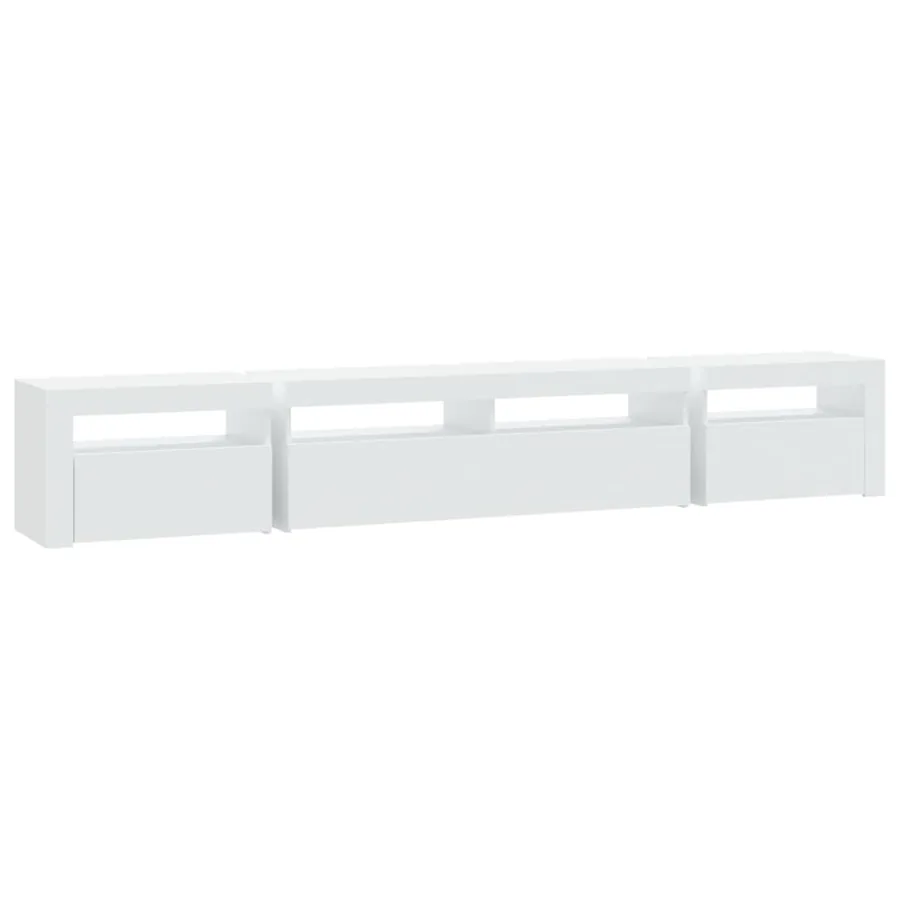 Meuble TV avec lumières LED Blanc 240x35x40 cm - 7