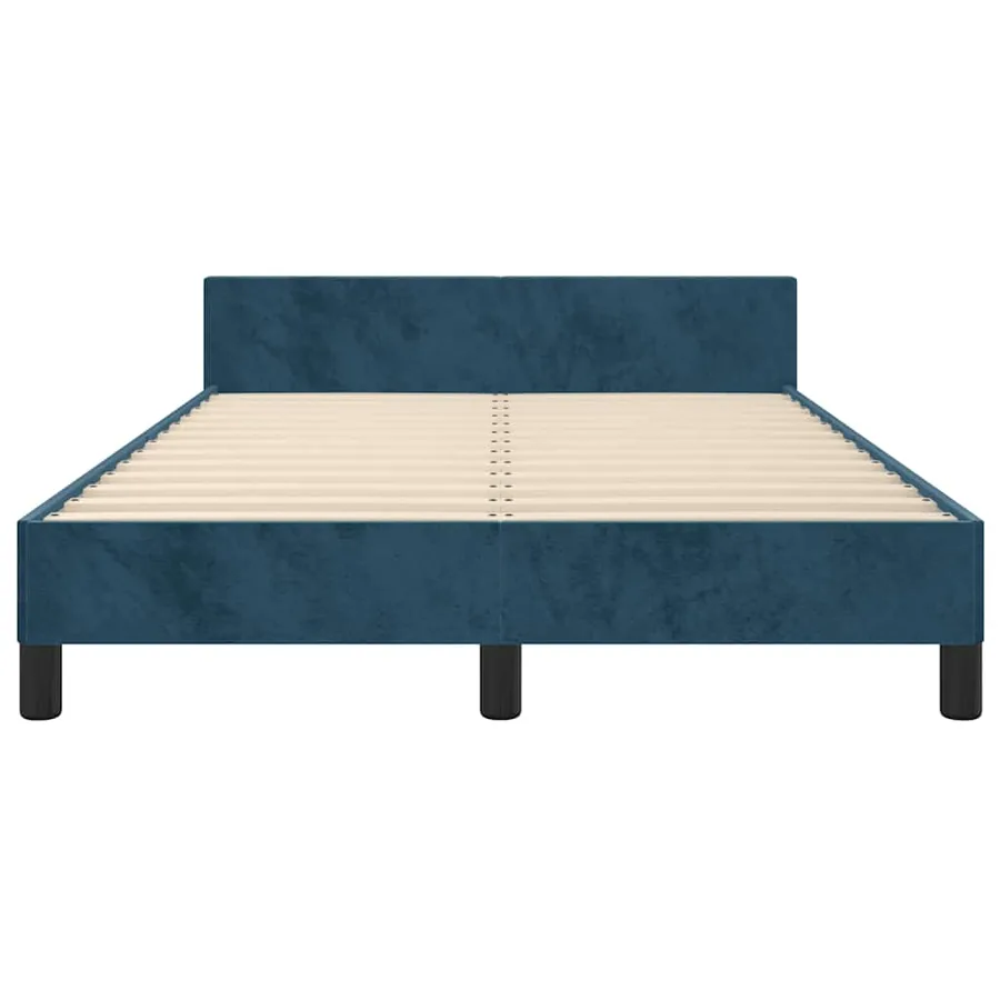 Cadre de lit sans matelas bleu foncé 120x200 cm velours - 6