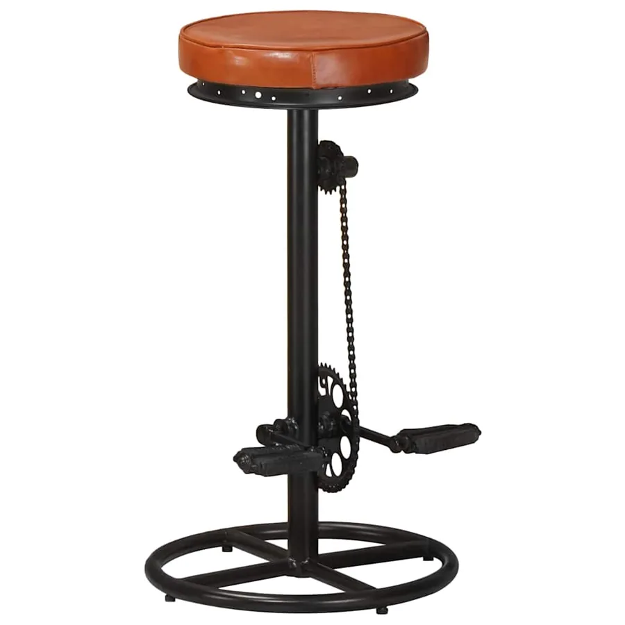 Tabourets de bar lot de 2 noir/marron cuir véritable de chèvre - 2