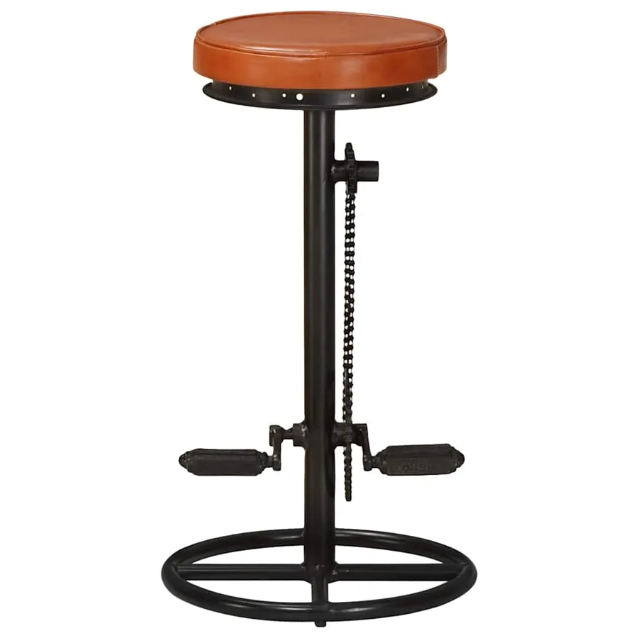 Tabourets de bar lot de 2 noir/marron cuir véritable de chèvre - 3