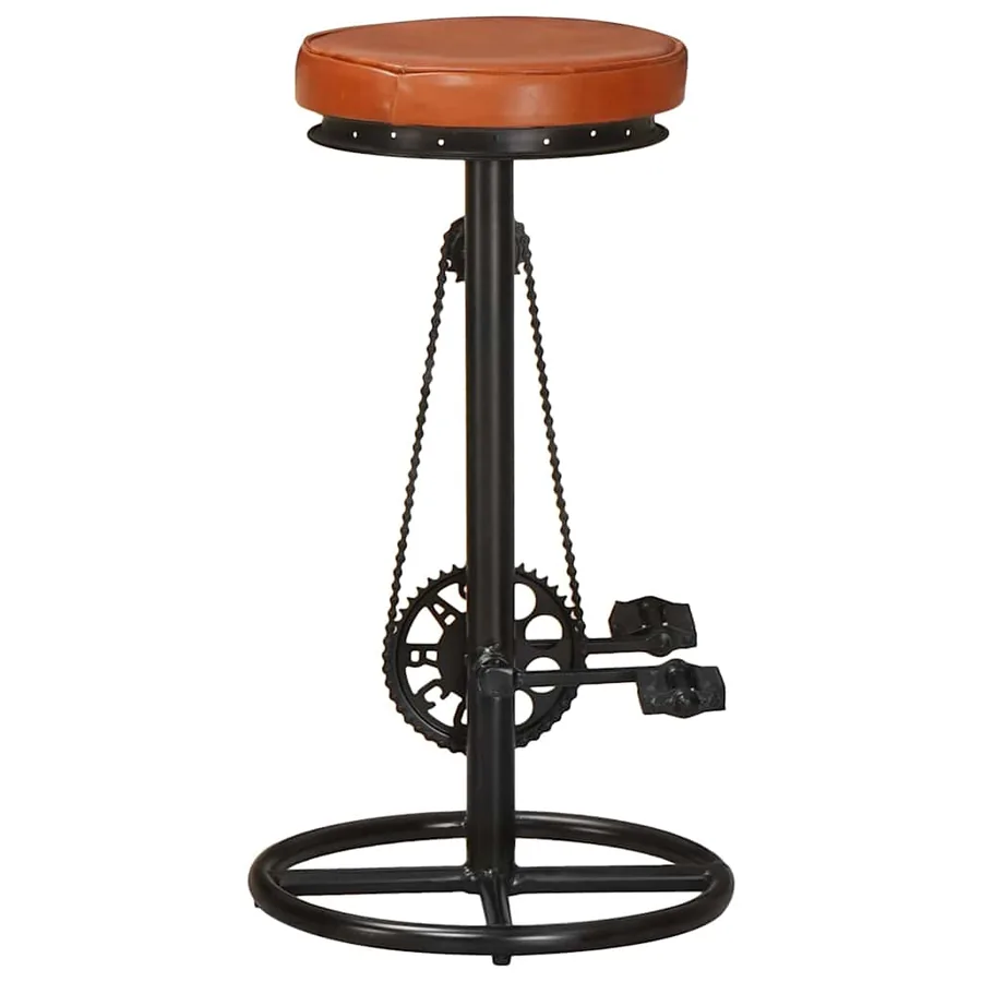 Tabourets de bar lot de 2 noir/marron cuir véritable de chèvre - 4