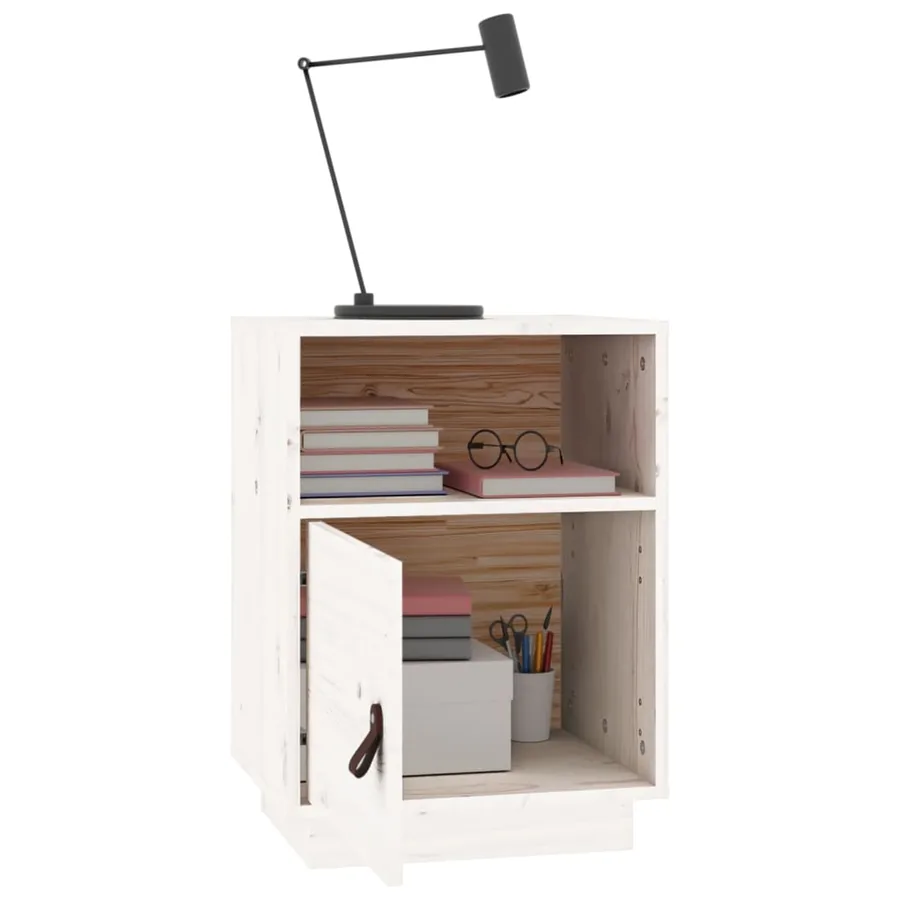 Tables de chevet 2 pcs Blanc 40x34x55 cm Bois de pin massif - 5