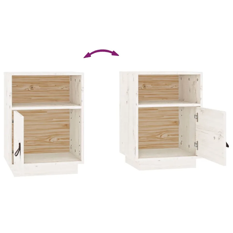 Tables de chevet 2 pcs Blanc 40x34x55 cm Bois de pin massif - 8
