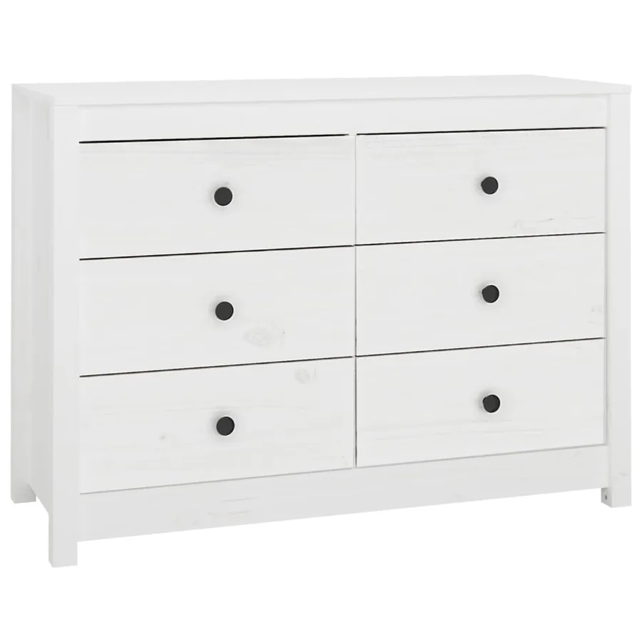 Armoire latérale Blanc 100x40x72 cm Bois de pin massif - 2