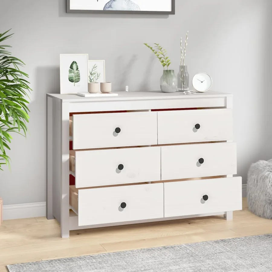 Armoire latérale Blanc 100x40x72 cm Bois de pin massif - 6