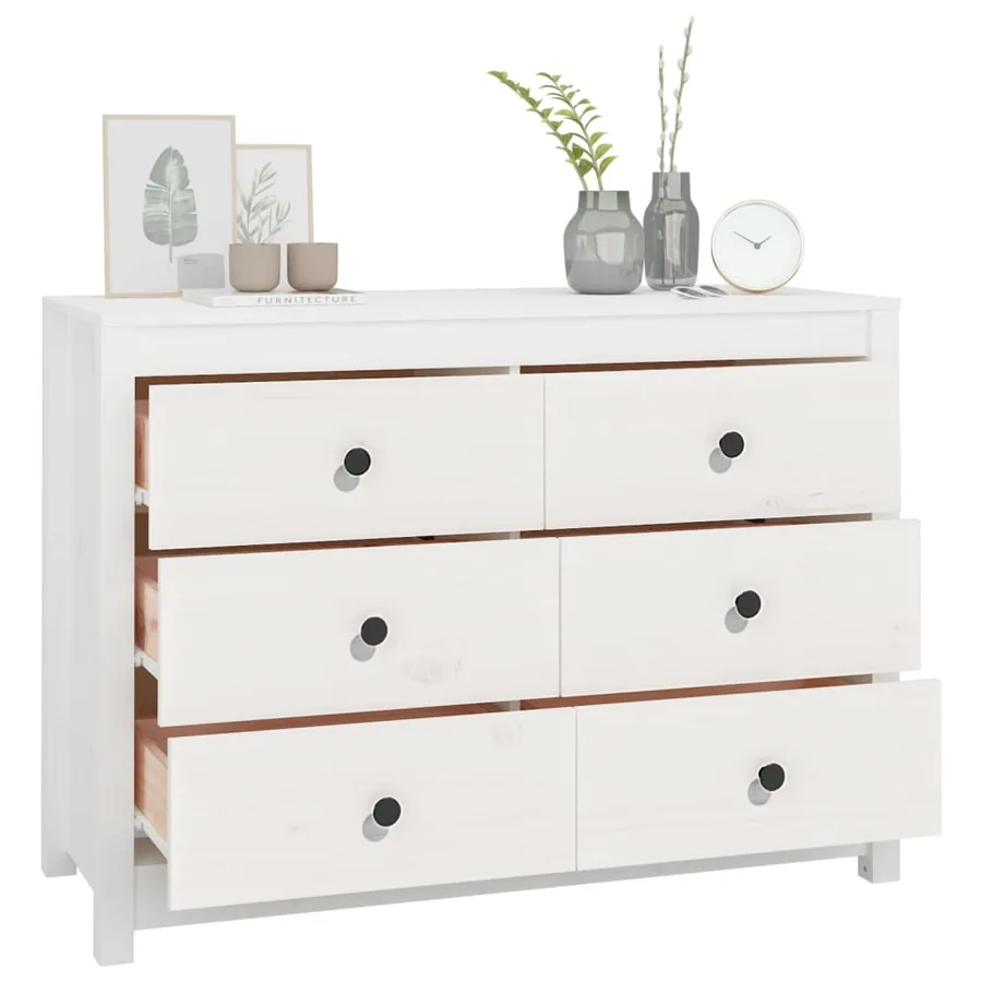 Armoire latérale Blanc 100x40x72 cm Bois de pin massif - 7