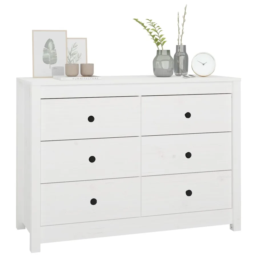 Armoire latérale Blanc 100x40x72 cm Bois de pin massif - 8