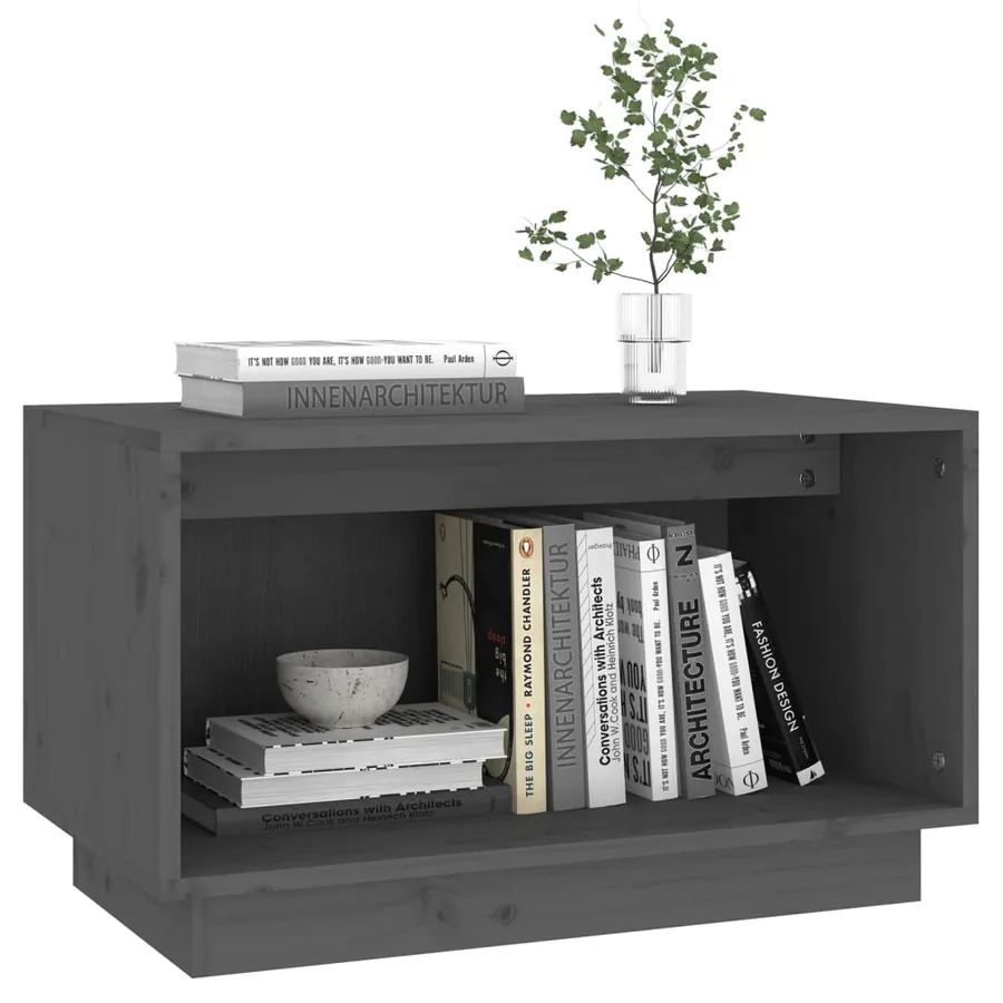 Meuble TV Gris 60x35x35 cm Bois de pin massif - 5