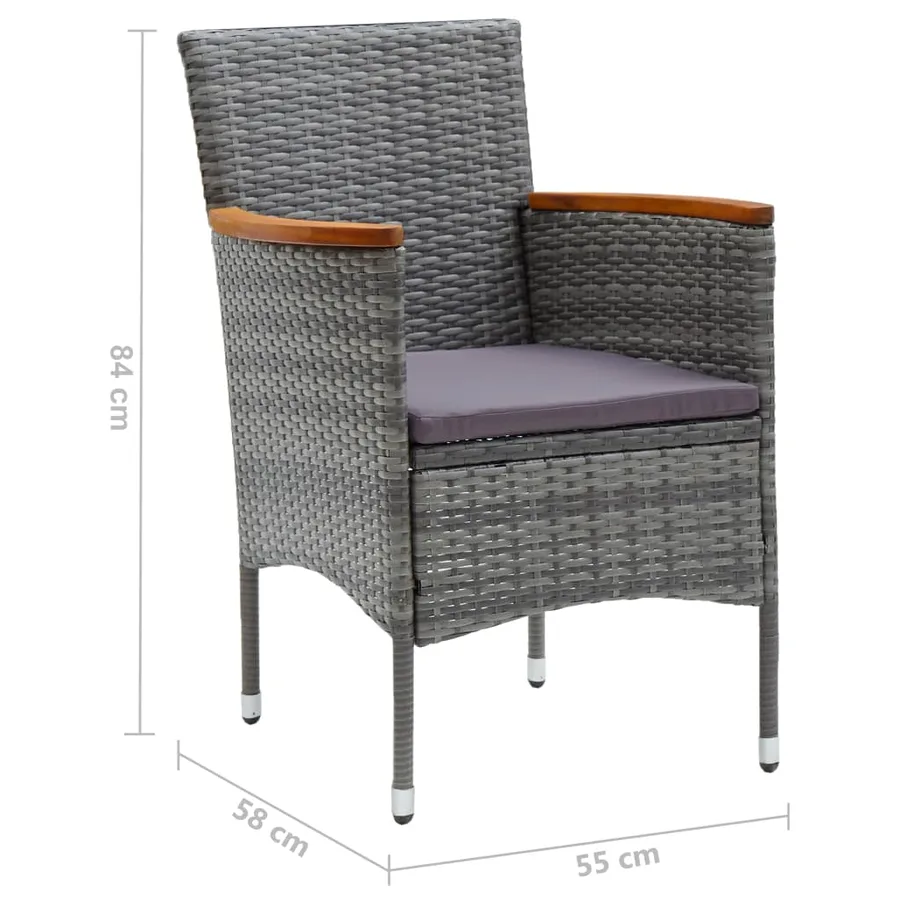 Ensemble à manger de jardin 5 pcs Gris - 14