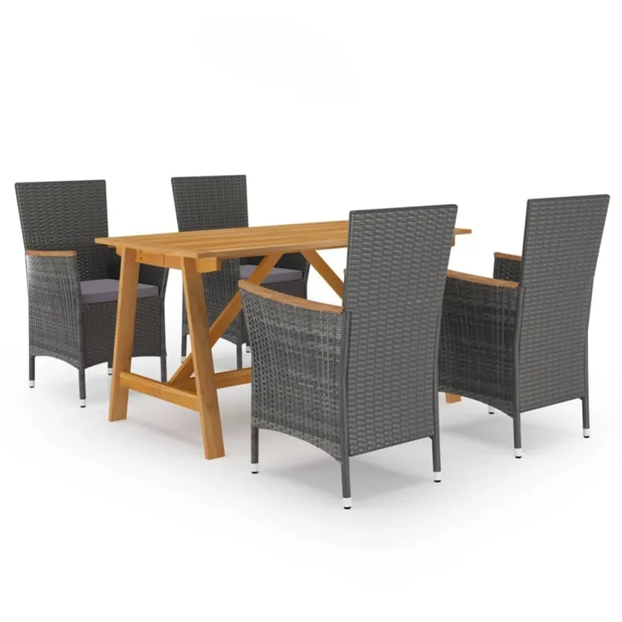 Ensemble à manger de jardin 5 pcs Gris - 2