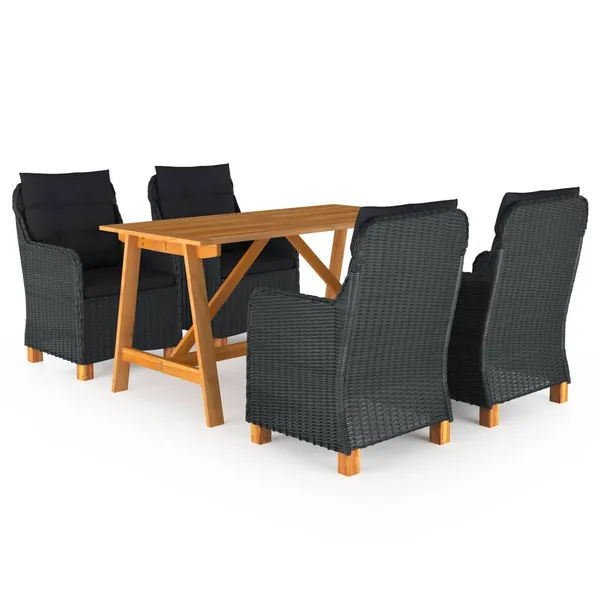 Ensemble à manger de jardin 5 pcs Gris foncé