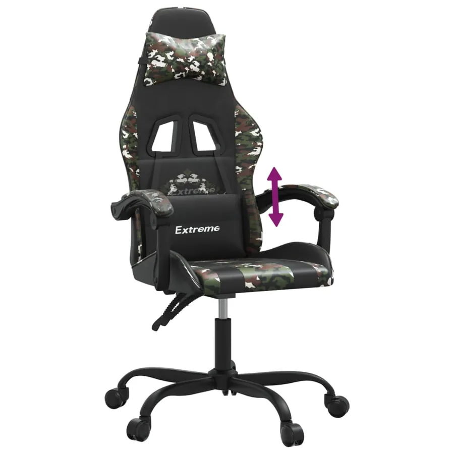 Chaise de jeu Noir et camouflage Similicuir - 7