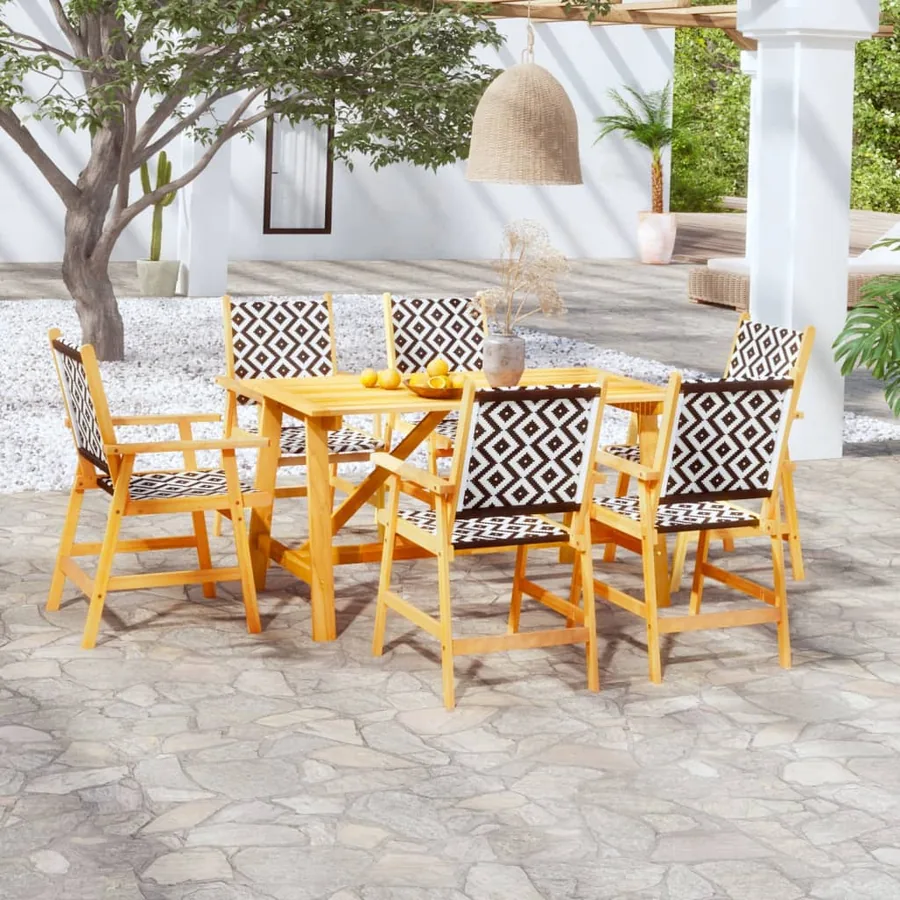 Ensemble à manger de jardin 7 pcs Bois d'acacia solide