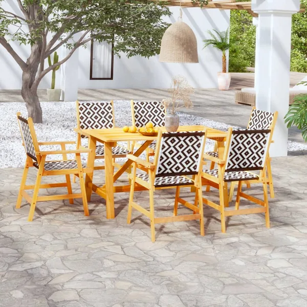 Ensemble à manger de jardin 7 pcs Bois d'acacia solide