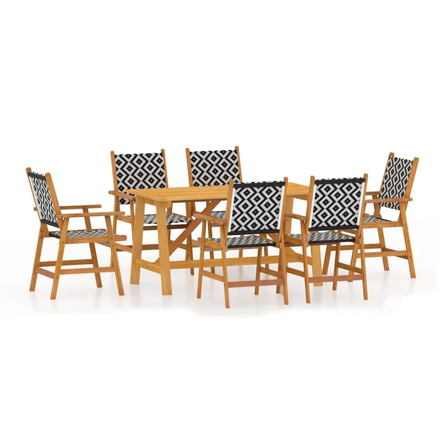 Ensemble à manger de jardin 7 pcs Bois d'acacia solide - 2