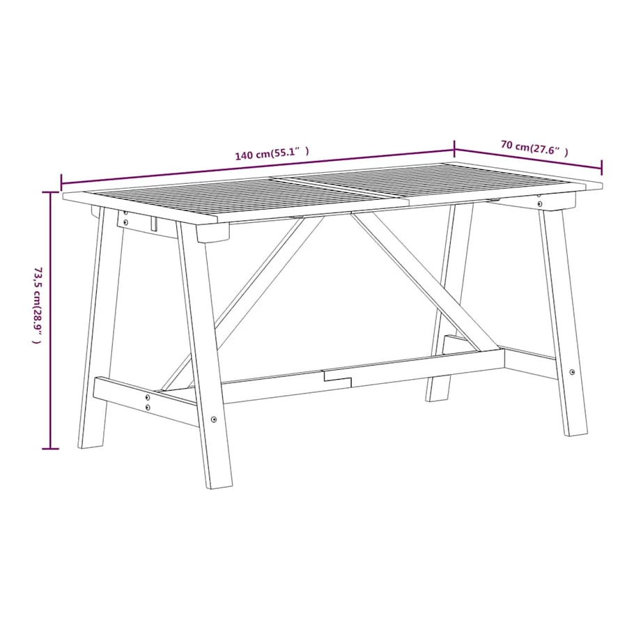 Ensemble à manger de jardin 7 pcs Bois d'acacia solide - 7