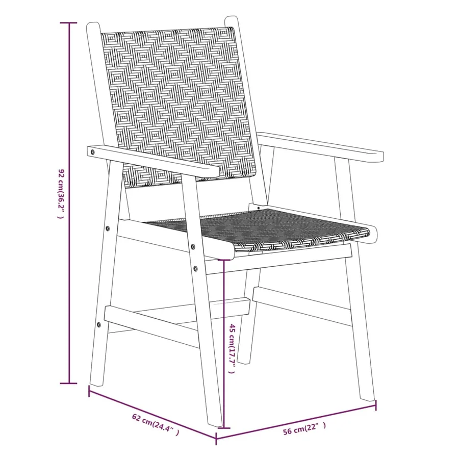 Ensemble à manger de jardin 7 pcs Bois d'acacia solide - 8