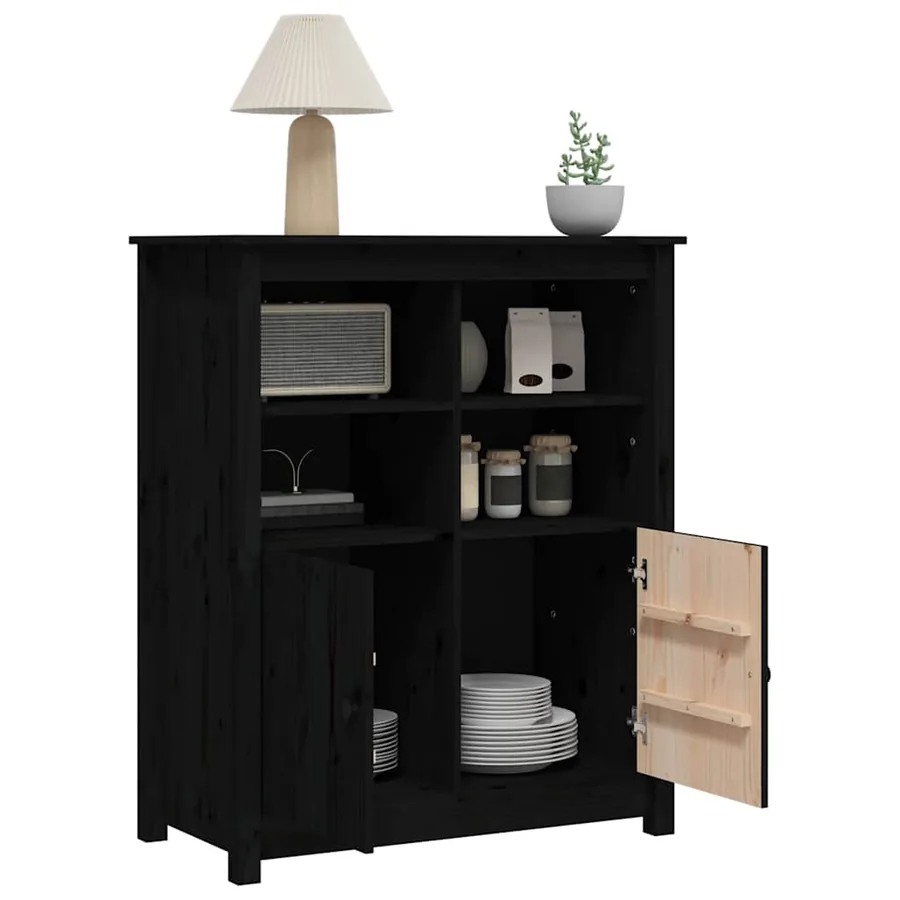 Buffet Noir 83x41,5x100 cm Bois massif de pin - 5
