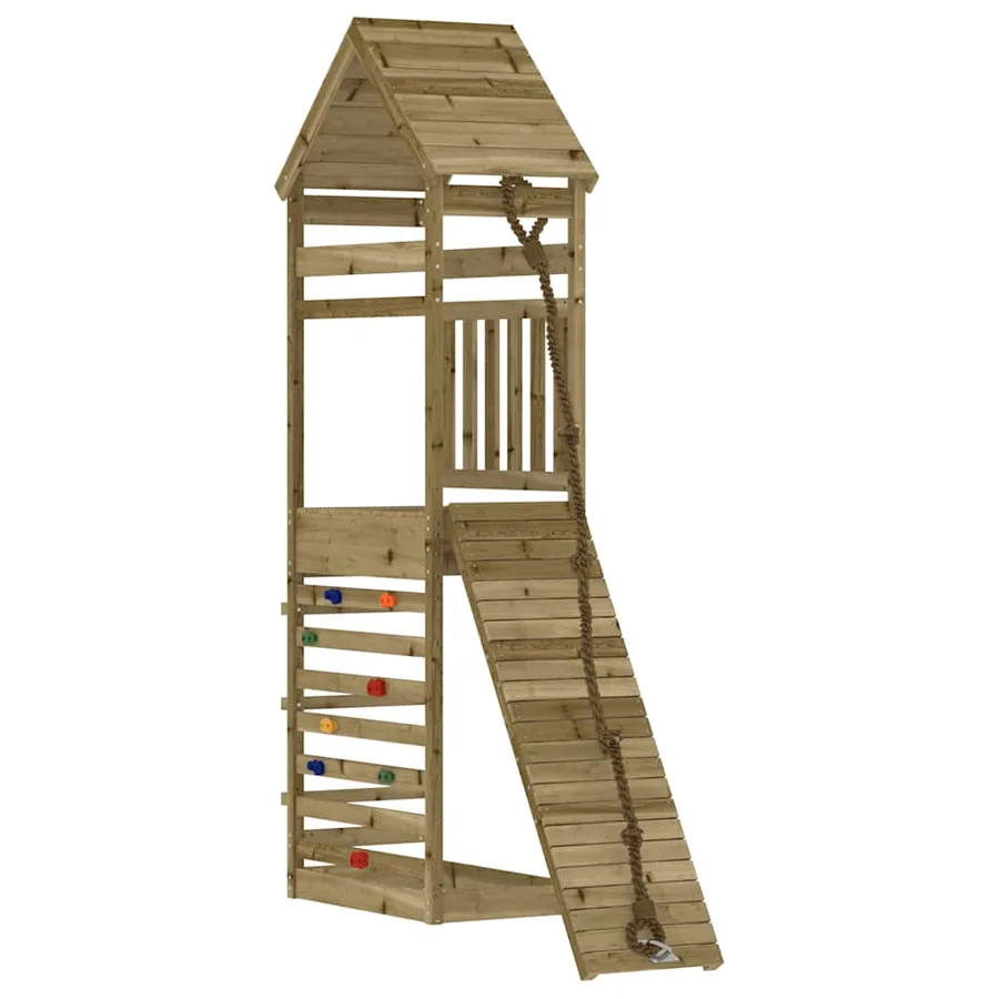 Maisonnette de jeu avec mur d'escalade bois de pin imprégné - 3