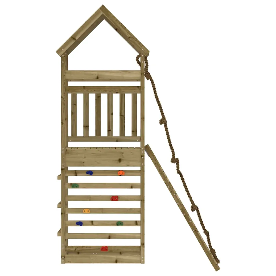 Maisonnette de jeu avec mur d'escalade bois de pin imprégné - 5