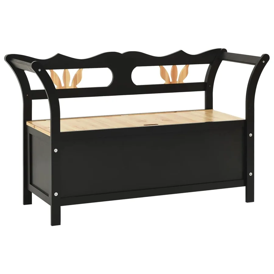 Banc Noir 107x45x75,5 cm Bois de sapin solide - 2