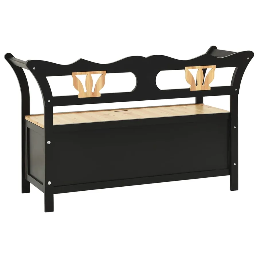 Banc Noir 107x45x75,5 cm Bois de sapin solide - 5