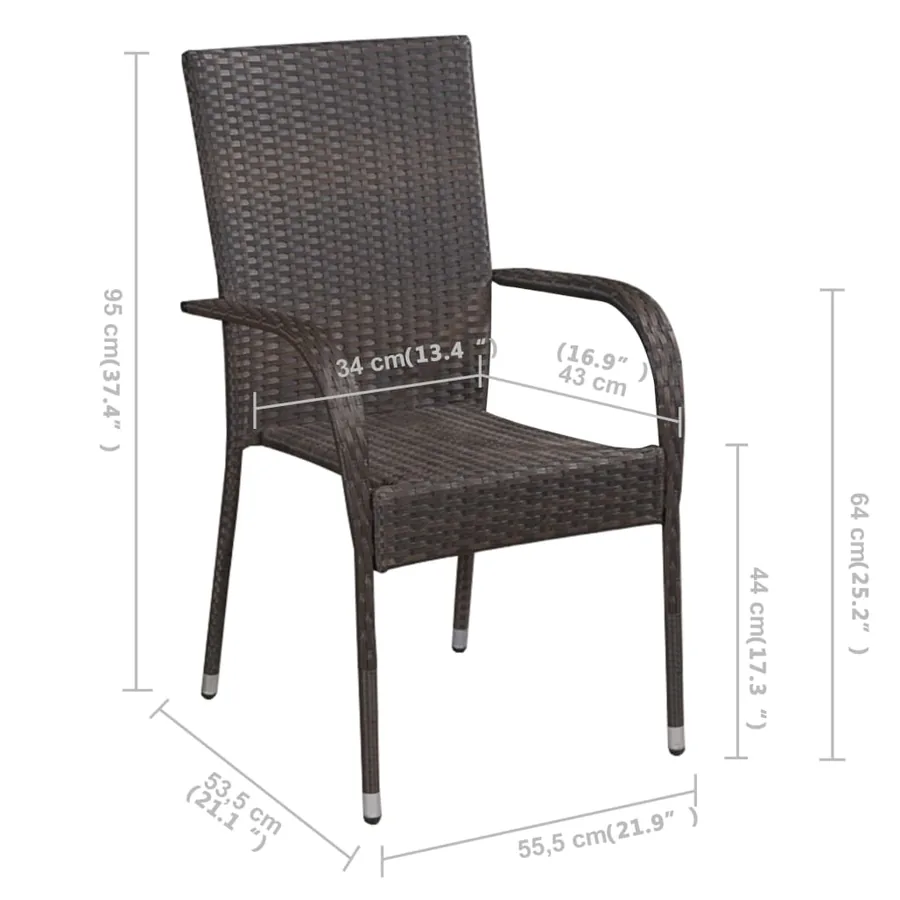 Ensemble à manger de jardin 5 pcs Marron - 10