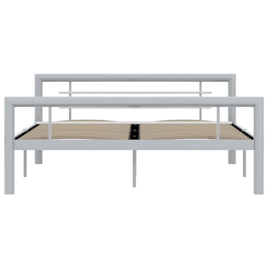 Cadre de lit sans matelas gris et blanc métal 160x200 cm - 3