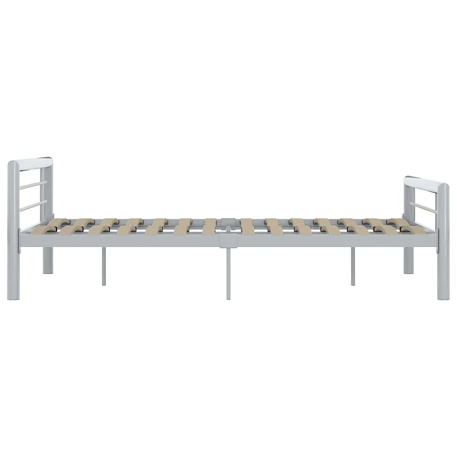 Cadre de lit sans matelas gris et blanc métal 160x200 cm - 4