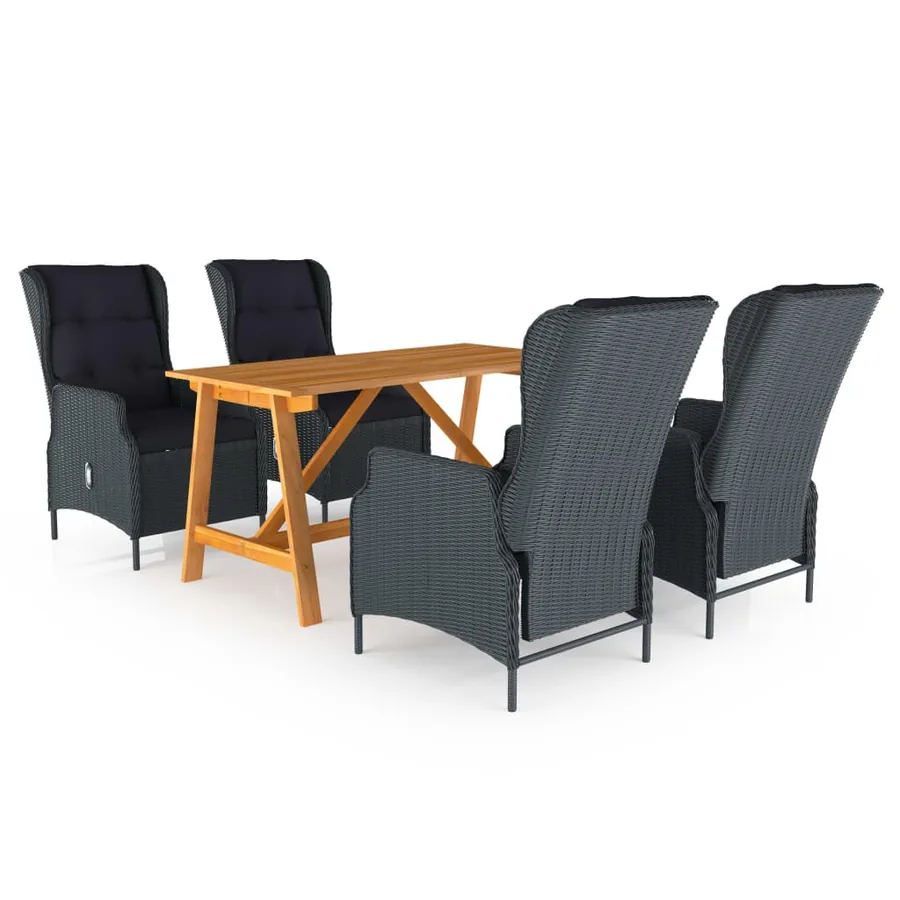 Ensemble à manger de jardin 5 pcs Gris foncé