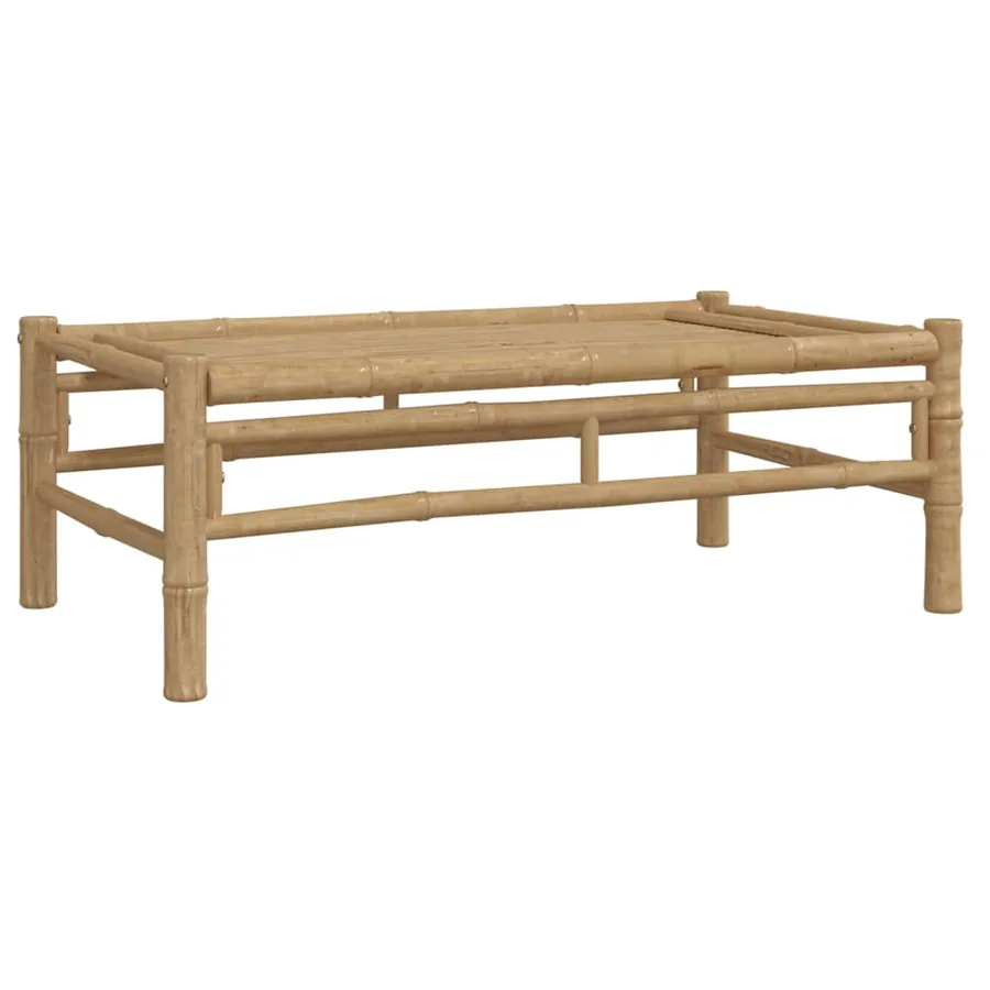 Salon de jardin 3 pcs avec coussins blanc crème bambou - 5