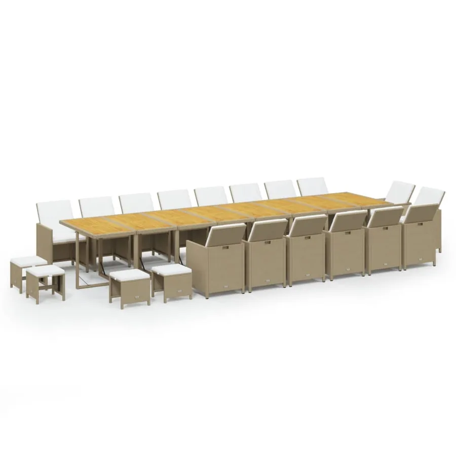 Ensemble à manger de jardin coussins 21 pcs résine tressée - 2