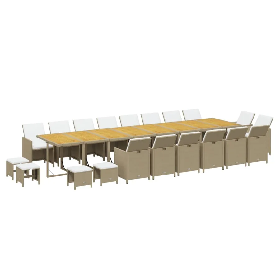 Ensemble à manger de jardin coussins 21 pcs résine tressée - 3
