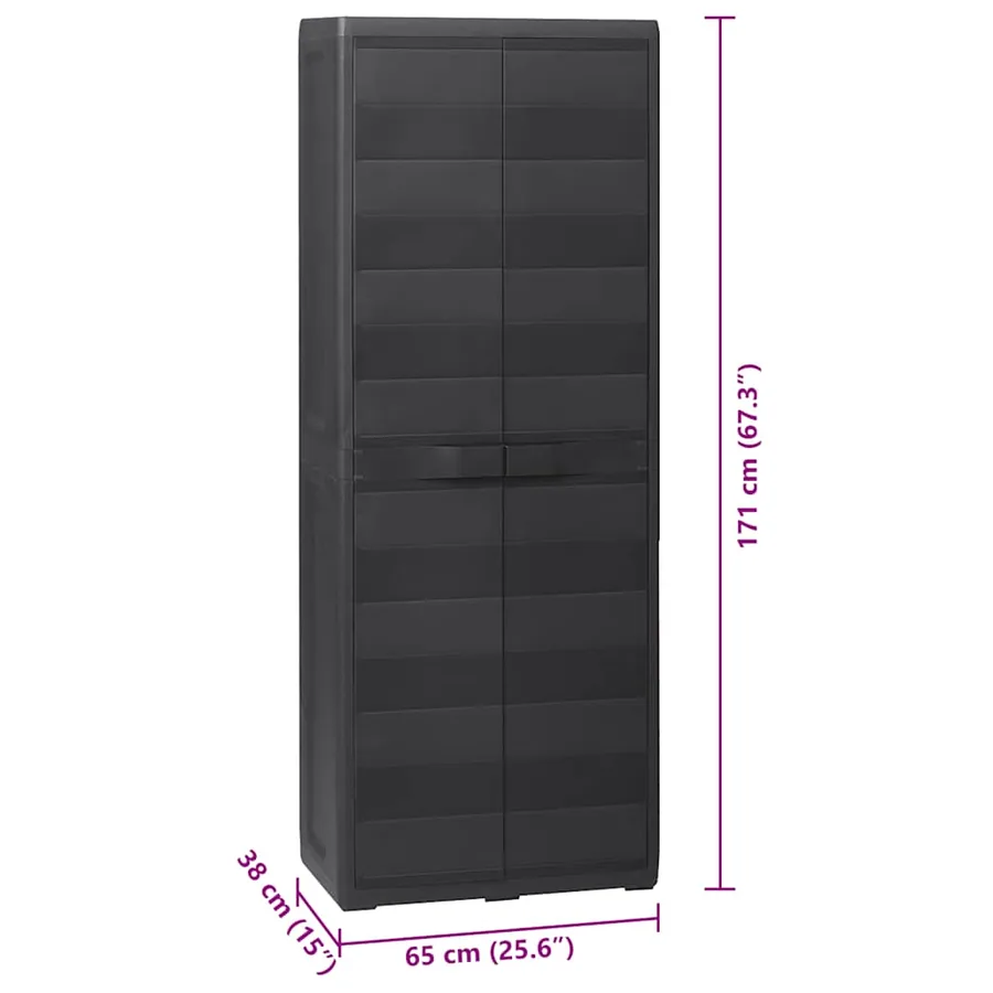 Armoire de rangement de jardin avec 3 étagères Noir - 9