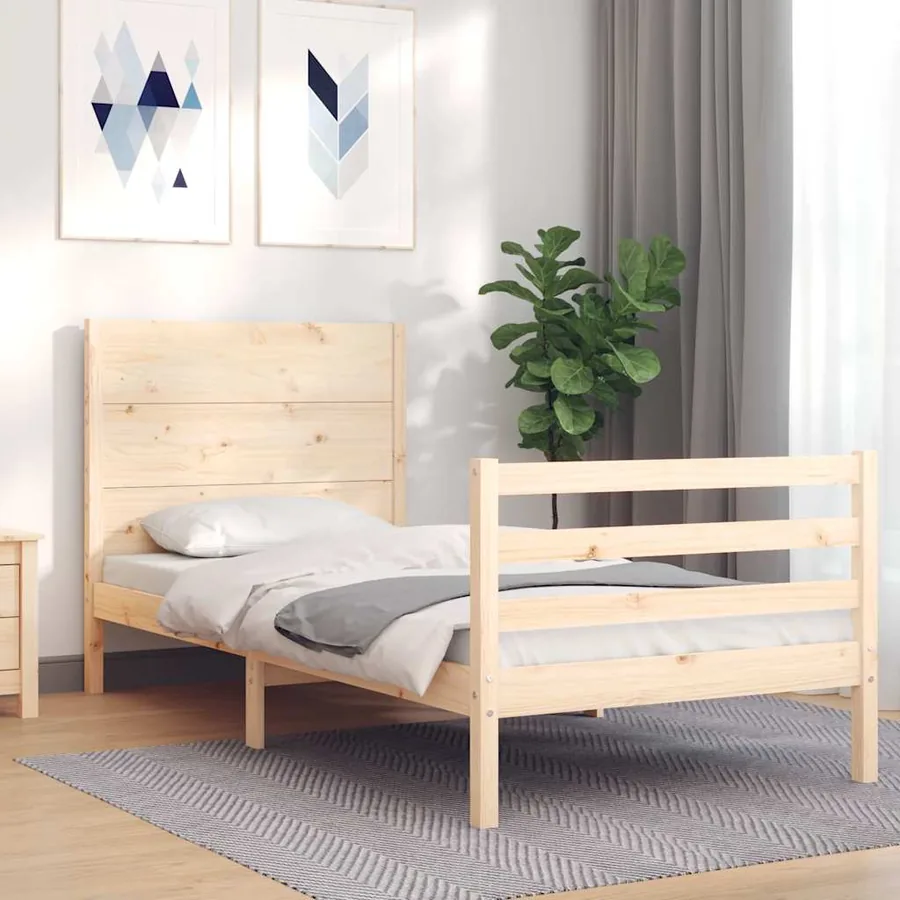 Cadre de lit sans matelas 100x200 cm bois massif - 4