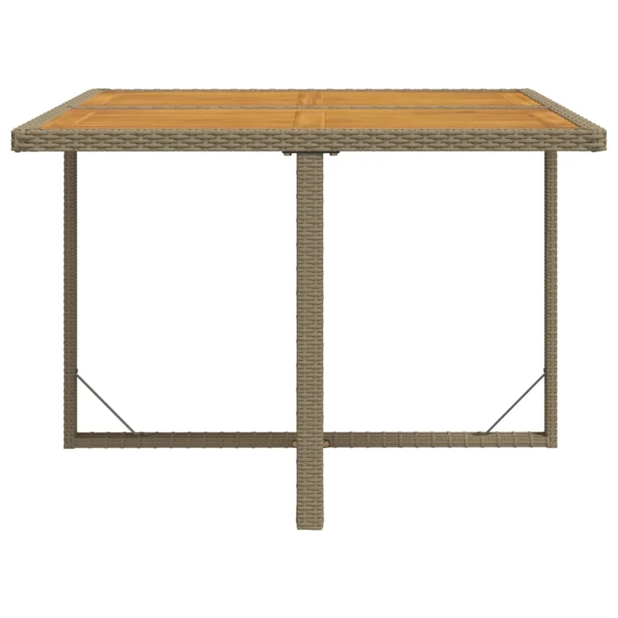 Table de jardin Beige 109x107x74 cm Résine tressée bois massif - 5